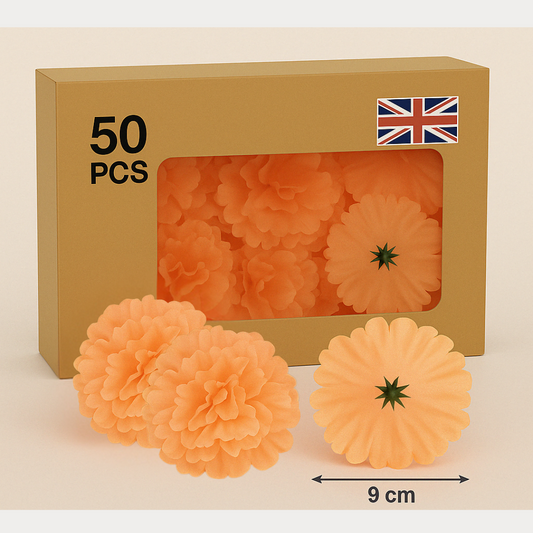 Peach Artificial Silk Flower Heads – 50 Pcs (9 cm)