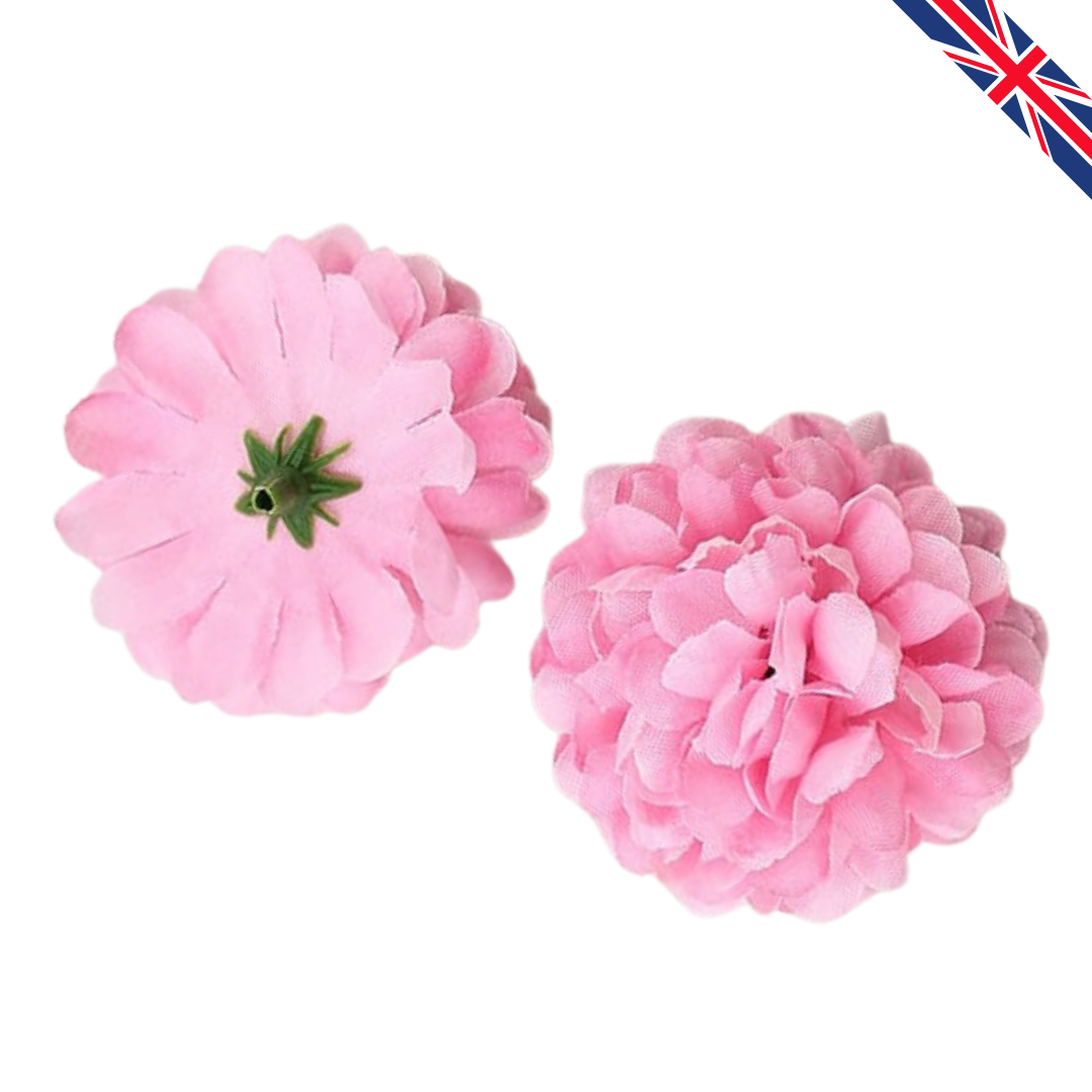 Pink Artificial Silk Carnation Flower Heads – 50 Pcs (5 cm)