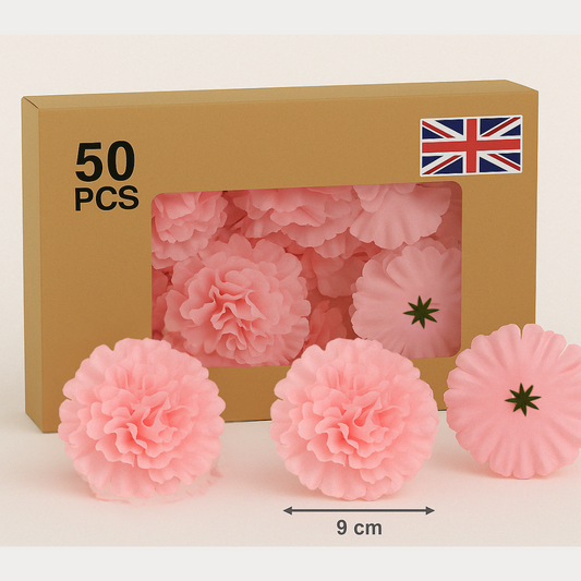 Pink Artificial Silk Flower Heads – 50 Pcs (9 cm)