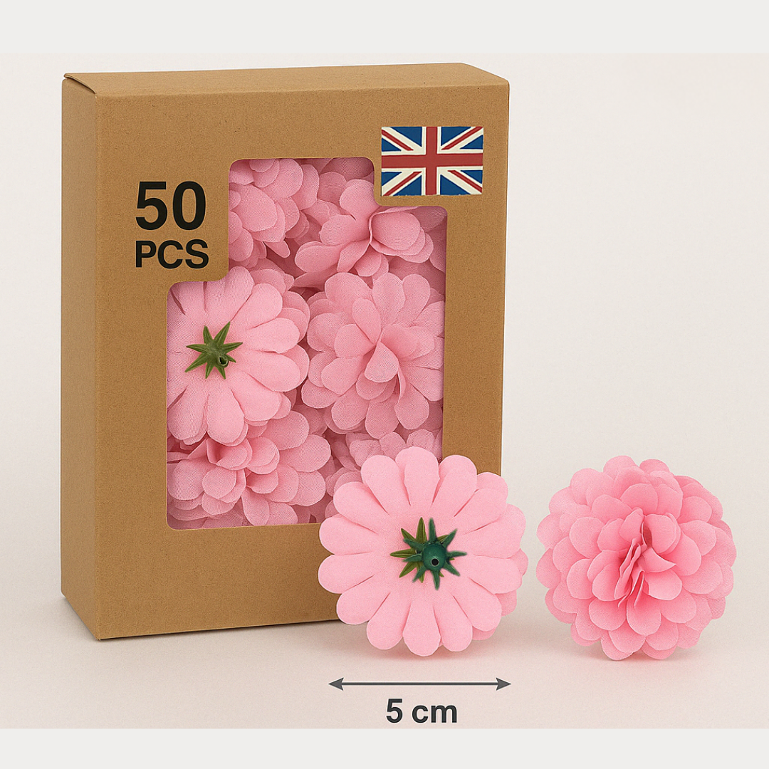 Pink Artificial Silk Carnation Flower Heads – 50 Pcs (5 cm)