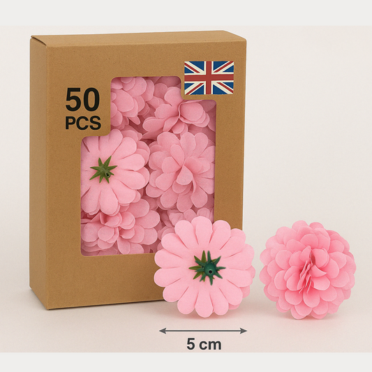 Pink Artificial Silk Carnation Flower Heads – 50 Pcs (5 cm)
