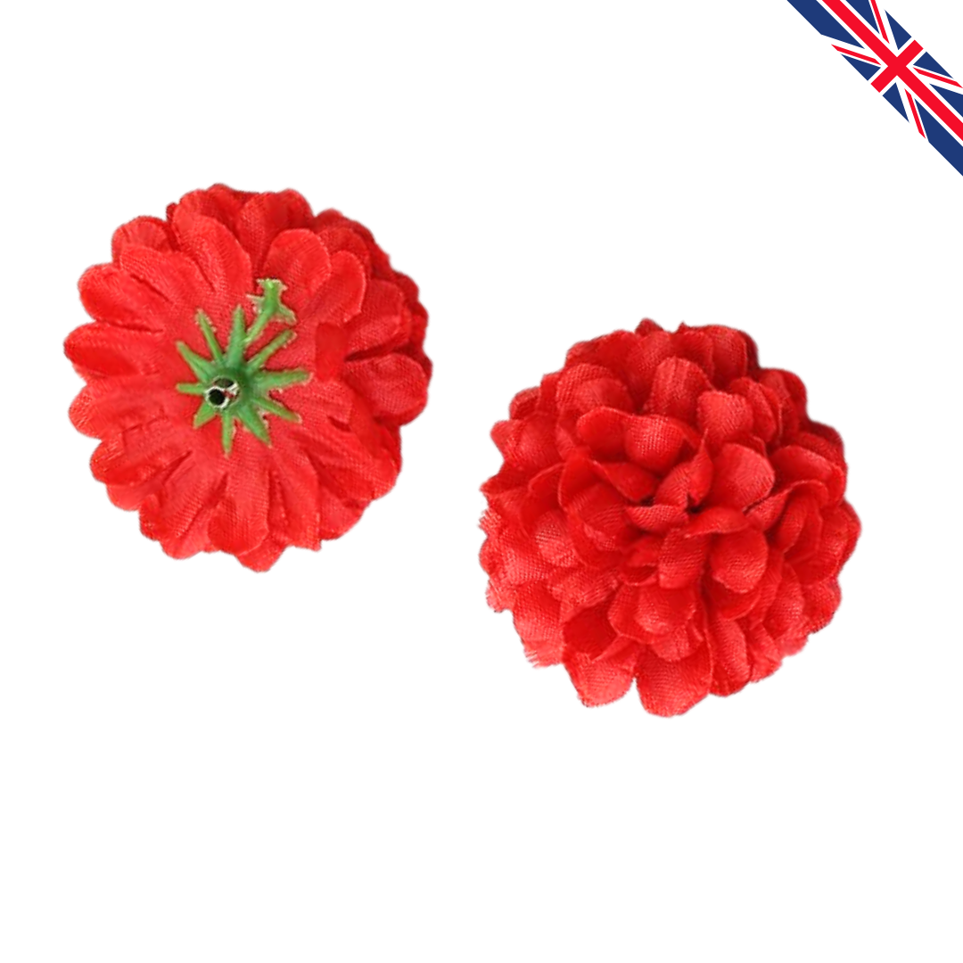 Red Artificial Silk Carnation Flower Heads – 50 Pcs (5 cm)
