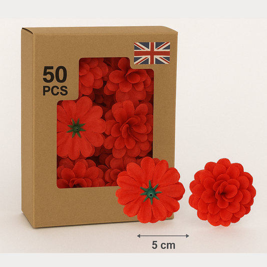 Red Artificial Silk Carnation Flower Heads – 50 Pcs (5 cm)