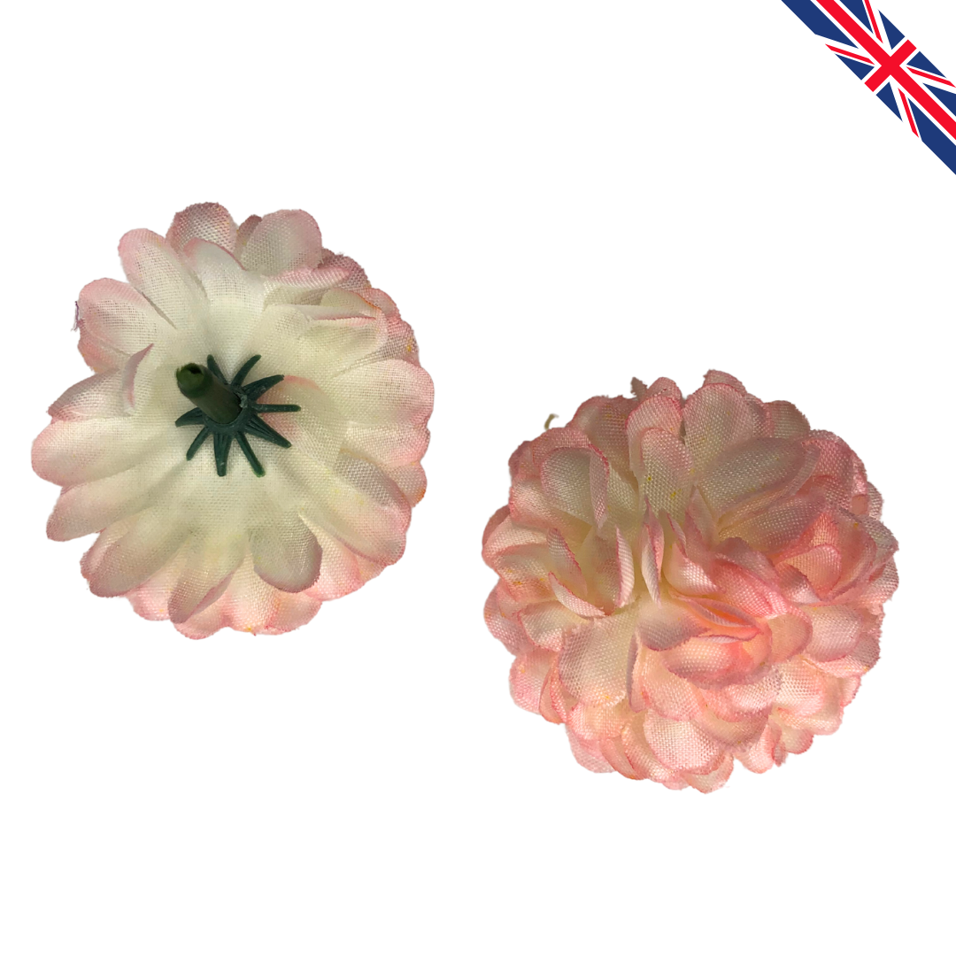Soft Pastel Pink Artificial Silk Carnation Flower Heads – 50 Pcs (5 cm)