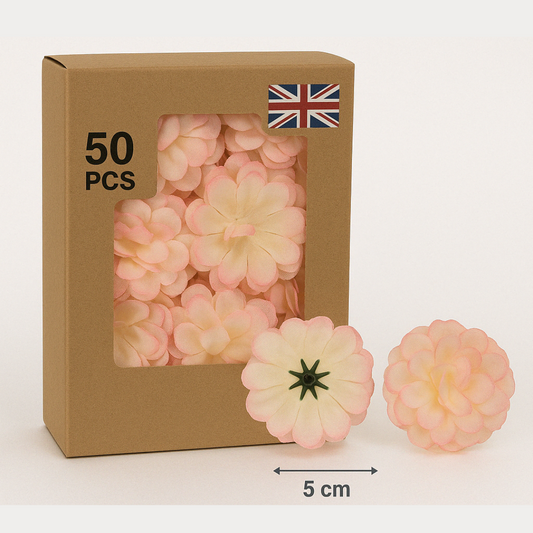 Soft Pastel Pink Artificial Silk Carnation Flower Heads – 50 Pcs (5 cm)