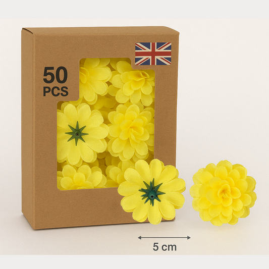 Soft Pastel Yellow Artificial Silk Carnation Flower Heads – 50 Pcs (5 cm)