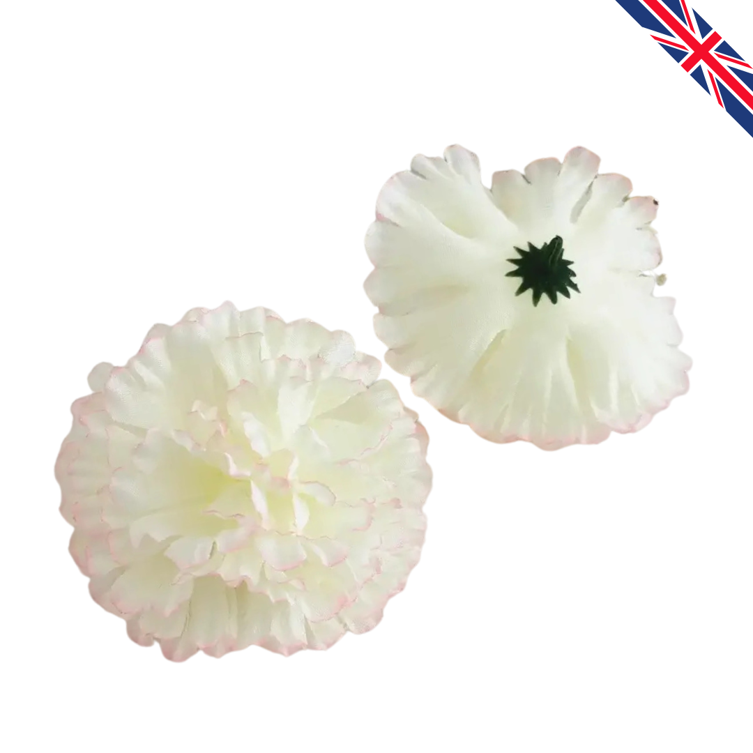 White & Pink Artificial Silk Flower Heads – 50 Pcs (9 cm)
