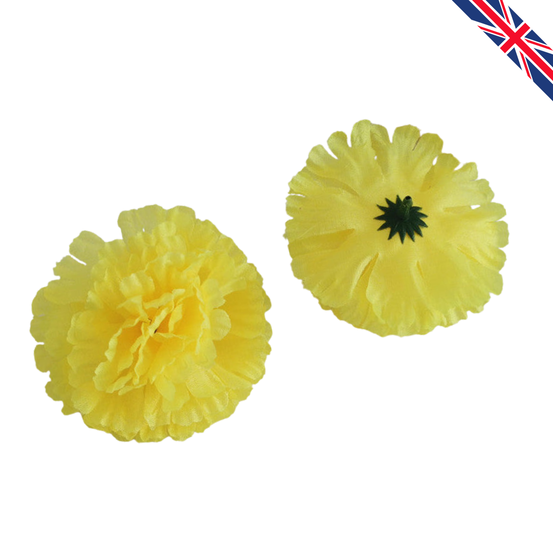 Yellow Artificial Silk Flower Heads – 50 Pcs (9 cm)
