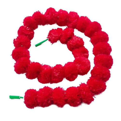 Red Artificial Marigold Flower Garlands – 5 Pack (5ft) | Indian & Pakistani Wedding, Haldi, Mehndi, Sangeet & Festival Décor